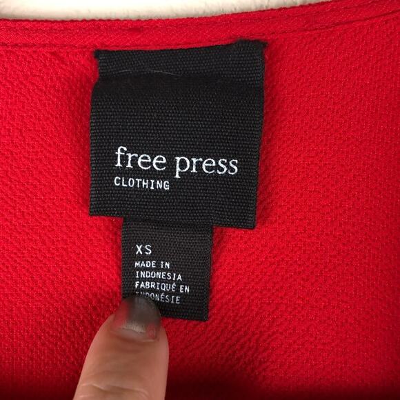 FREE PRESS Red Puff Sleeve Wrap Blouse XS NWT Long Sleeve - Picture 5 of 6